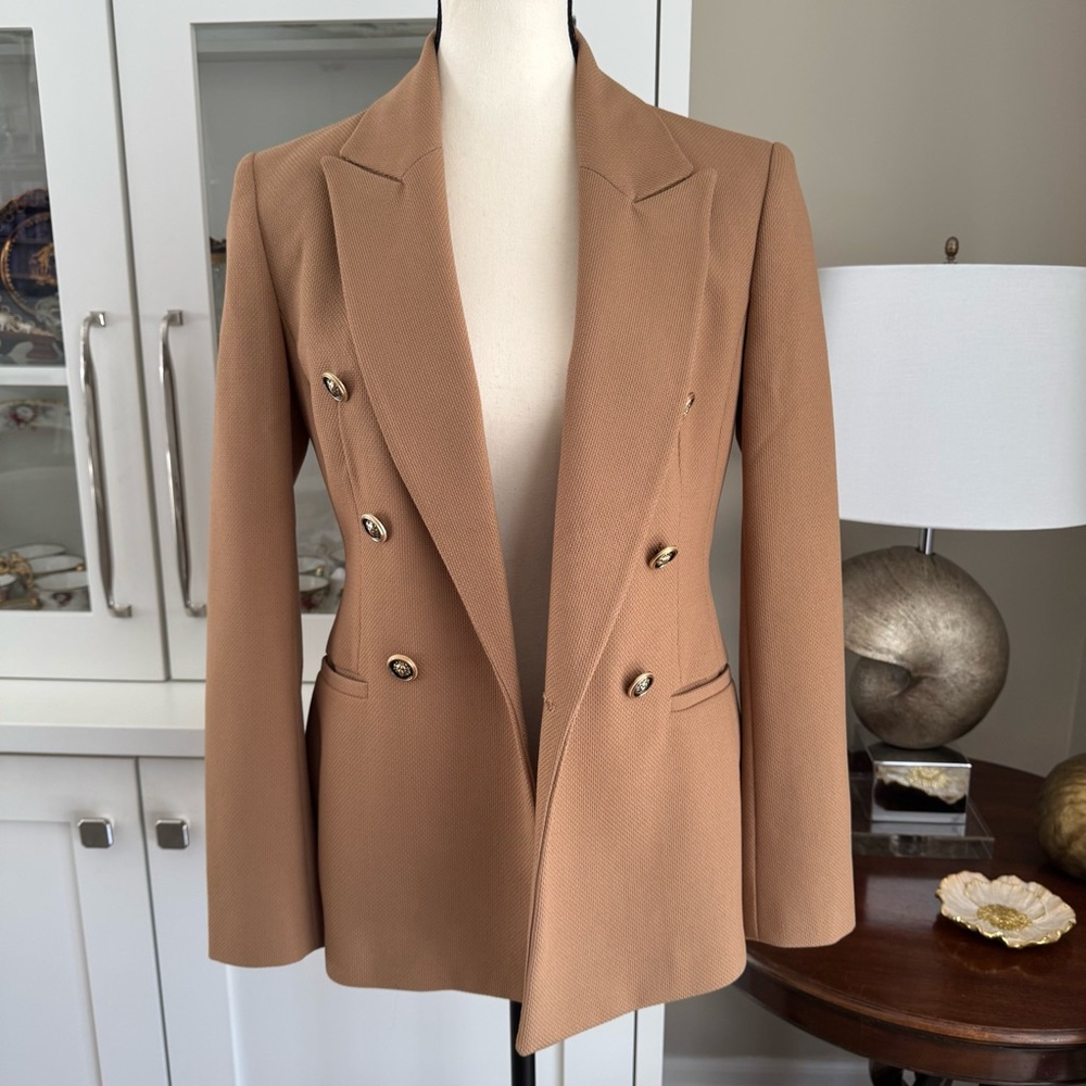 ZARA Camel Beige Double-Breasted Blazer – Size XS - Picture 1 of 8